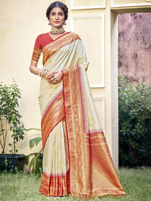 women self design banarasi sare with blouse - 21671026 - Very Small Image - 1