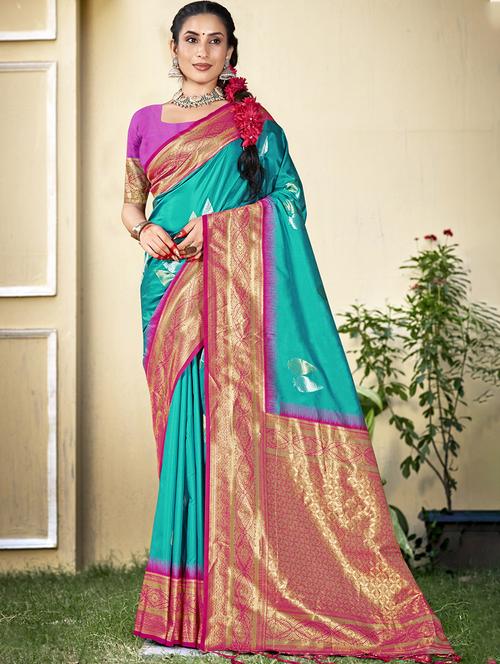 women self design banarasi saree with blouse - 21671027 - Very Small Image - 1