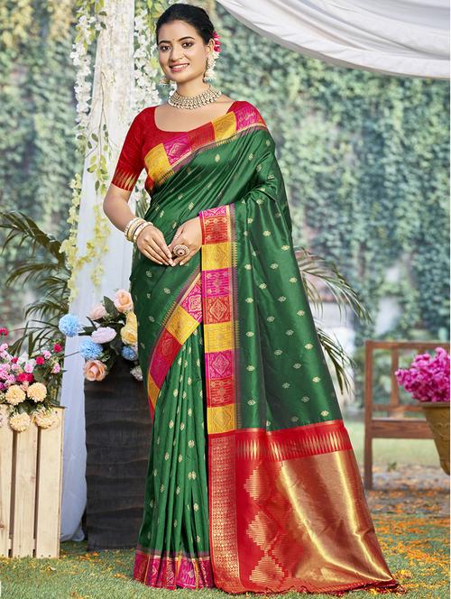 women self design bordered saree  with blouse - 21671064 - Very Small Image - 1