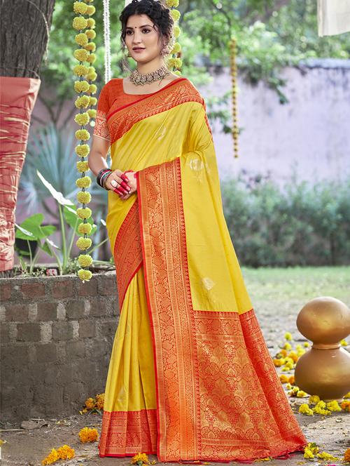 women self design banarasi saree with blouse - 21671065 - Very Small Image - 1