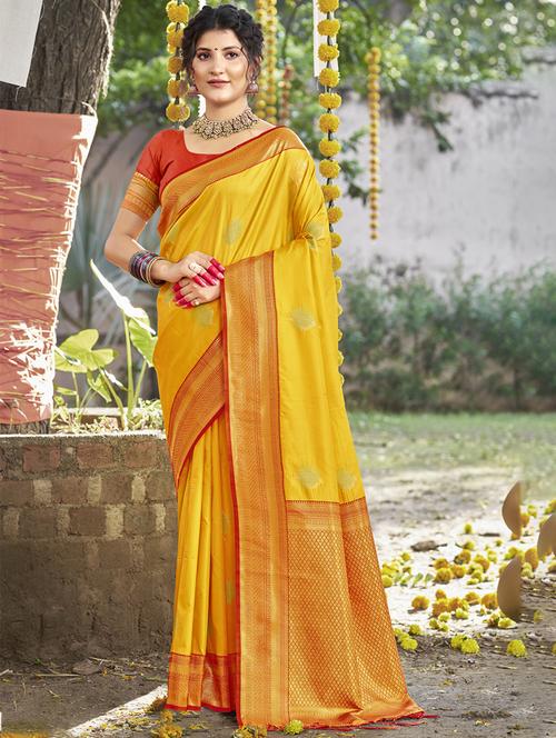 women self design banarasi saree with blouse - 21671086 - Very Small Image - 1