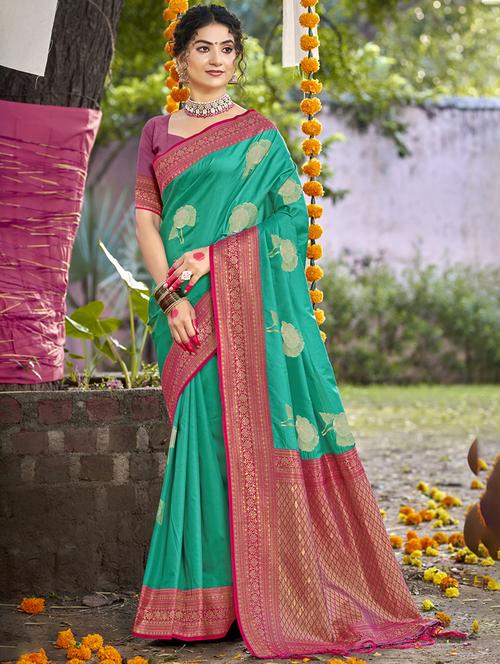 women self design banarasi saree with blouse - 21671099 - Very Small Image - 1
