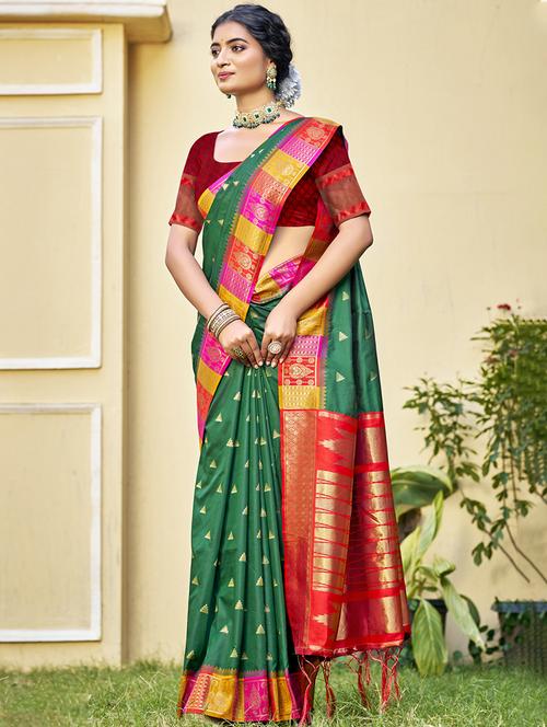 women self design bordered saree with blouse - 21671106 - Very Small Image - 1