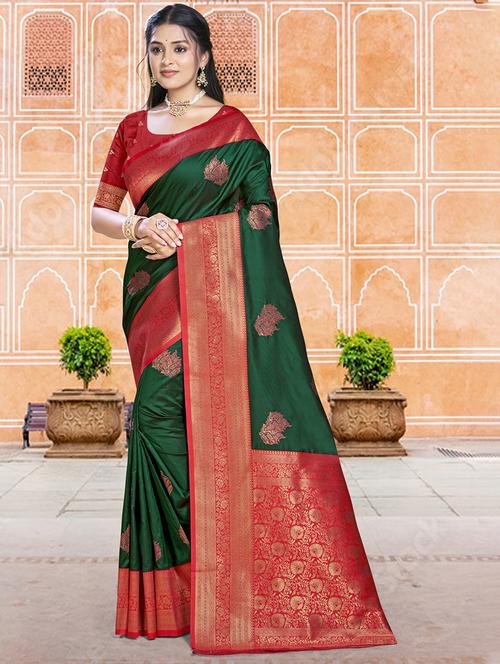 Women Self Design Bordered Saree With Blouse - 21671119 - Very Small Image - 1