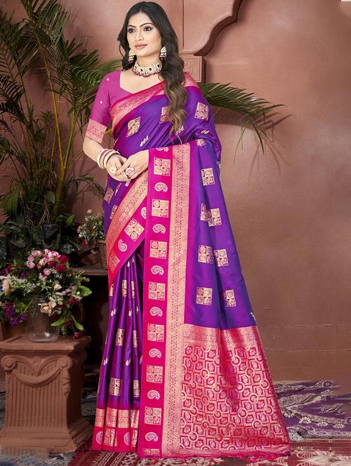 women self design bordered saree with blouse - 21671166 - Very Small Image - 1