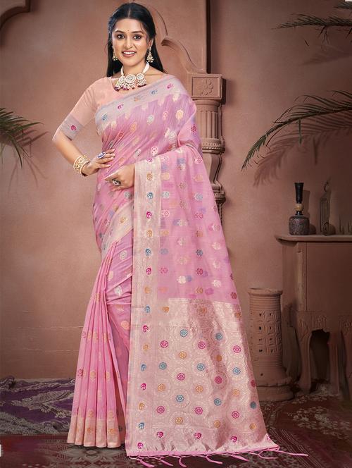 women self design tussar saree with blouse - 21671241 - Very Small Image - 1