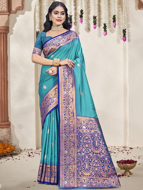 women self design bordered saree with blouse - 21671263 - Very Small Image - 1