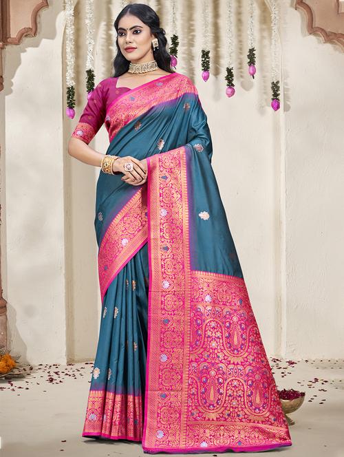 women self design bordered saree with blouse - 21671266 - Very Small Image - 1