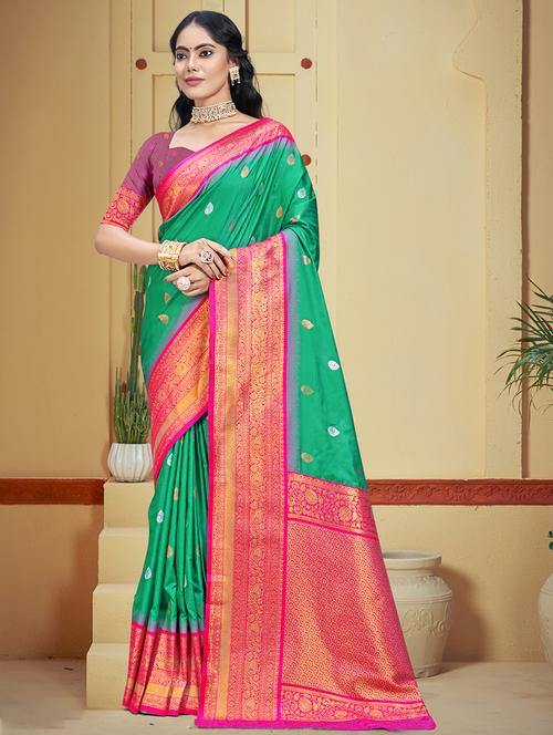 women self design bordered saree with blouse - 21671281 - Very Small Image - 1