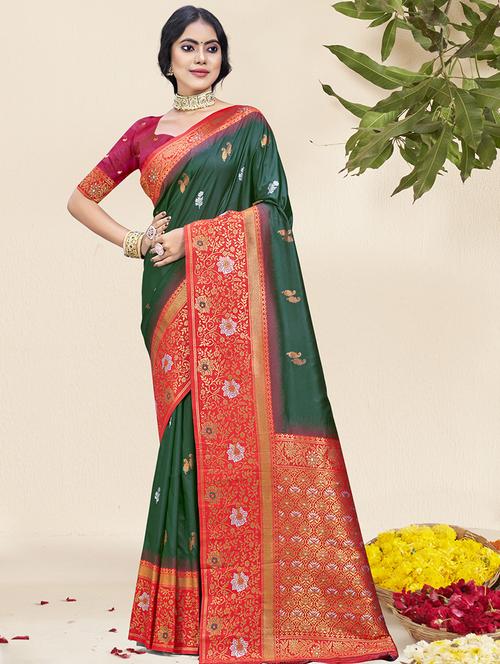 women self design bordered saree with blouse - 21671290 - Very Small Image - 1