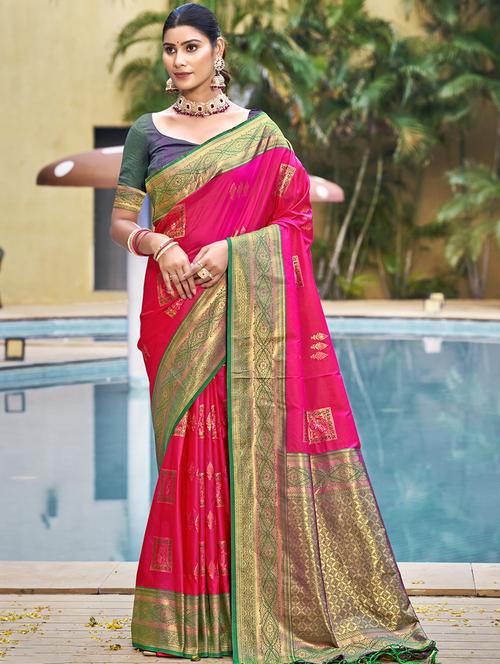 women self design bordered saree with blouse - 21671305 - Very Small Image - 1