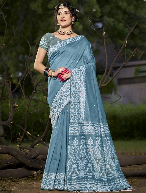 women self design tussar saree with blouse - 21671322 - Very Small Image - 1