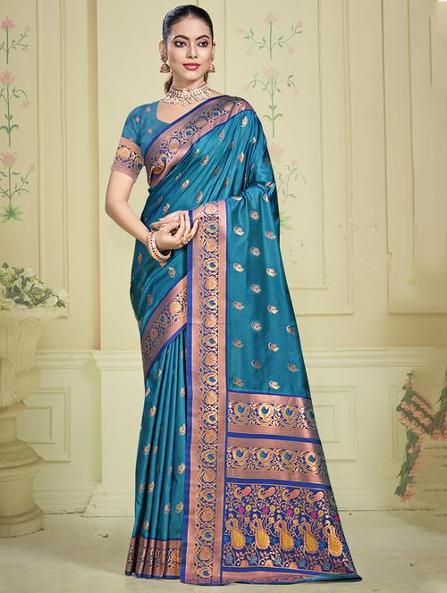 women self design banarasi saree with blouse - 21671349 - Very Small Image - 1