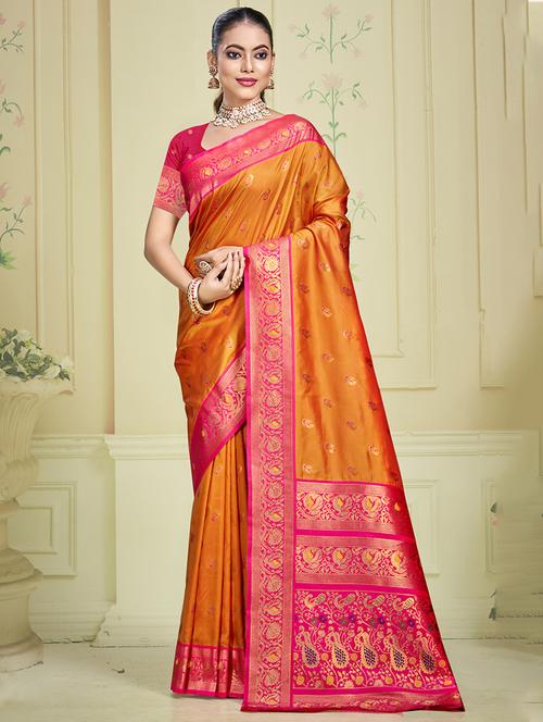 women self design banarasi saree with blouse - 21671350 - Very Small Image - 1