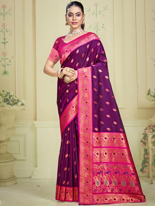 women self design banarasi saree with blouse - 21671352 - Very Small Image - 1