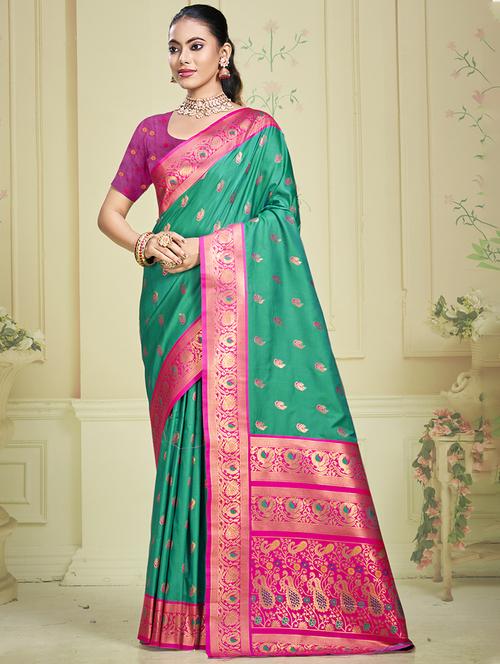women self design banarasi saree with blouse - 21671353 - Very Small Image - 1