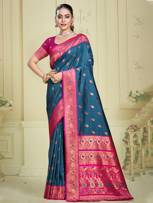women self design banarasi saree with blouse - 21671355 - Very Small Image - 1