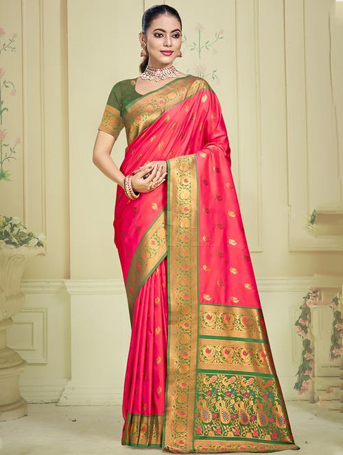 women self design banarasi saree with blouse - 21671356 - Very Small Image - 1