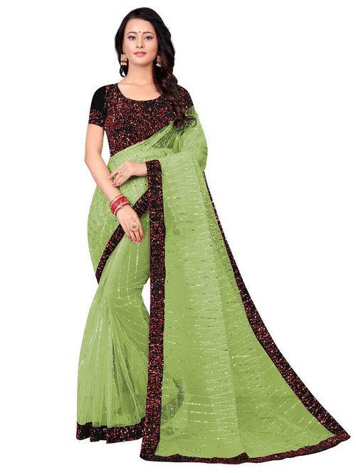 women solid with work embellished saree - 21671481 - Very Small Image - 1