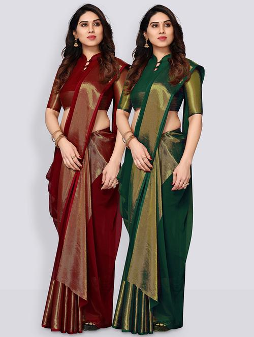 women pack of 2 casual wear combo sarees - 21671573 - Very Small Image - 1