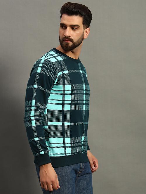 men long sleeve checkered sweatshirt - 21672155 - Very Small Image - 1