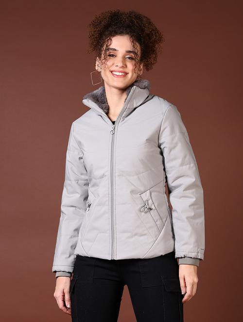 women long sleeves solid puffer jacket - 21672265 - Very Small Image - 1