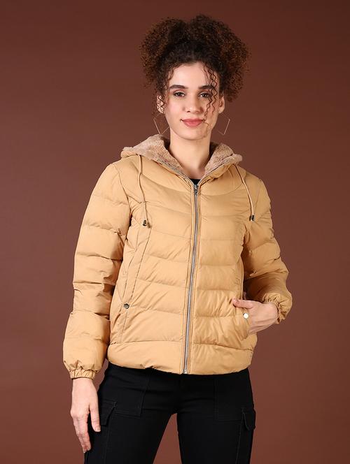 women long sleeves solid puffer jacket - 21672294 - Very Small Image - 1