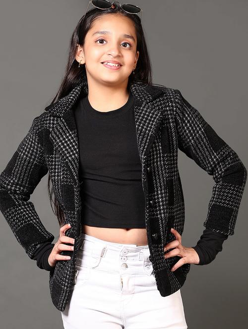 girls checkered long sleeve coat - 21672349 - Very Small Image - 1