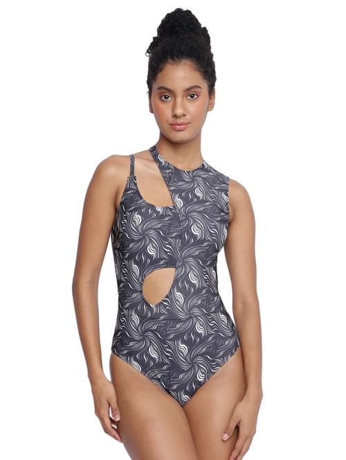 women printed asymmetric neck monokini - 21672404 - Very Small Image - 1