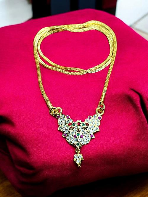 gold plated traditional necklace for women with elegant pendant - 21672620 - Very Small Image - 1
