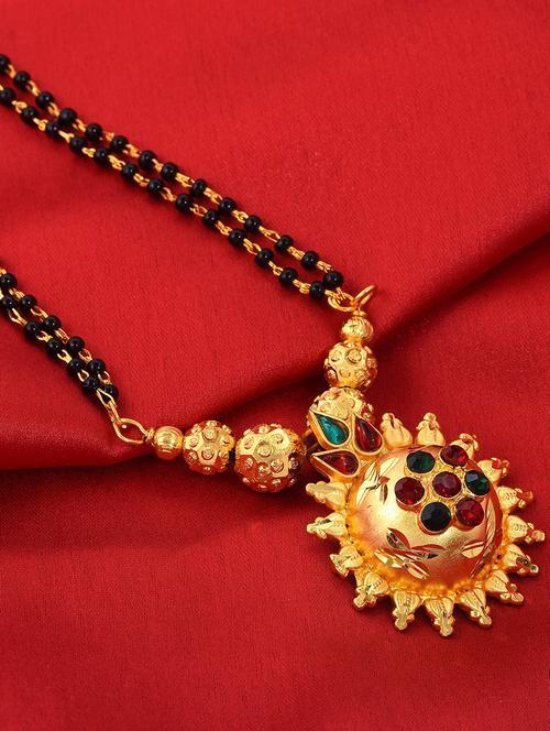 gold plated traditional mangalsutra for women - 21672778 - Very Small Image - 1