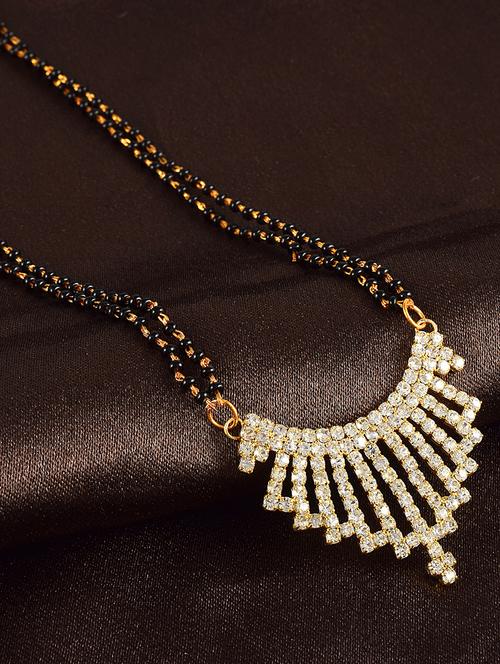 gold plated stone studded traditional mangalsutra for women - 21672779 - Very Small Image - 1