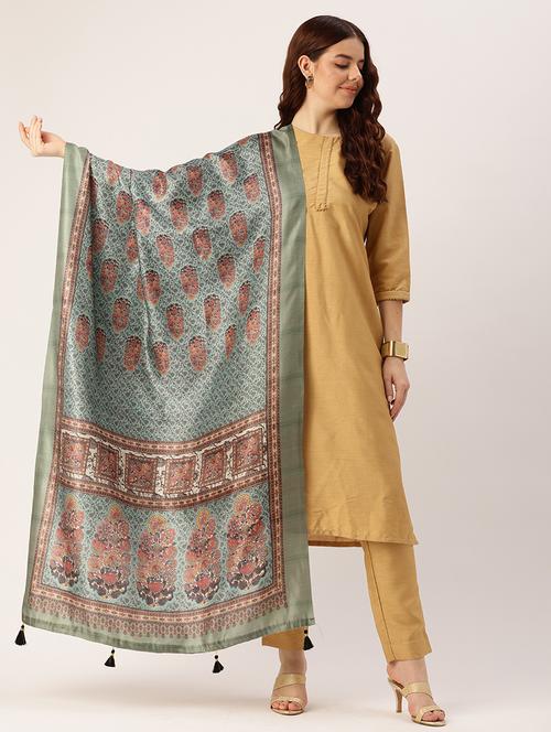 women turquoise self design dupatta - 21672876 - Very Small Image - 1