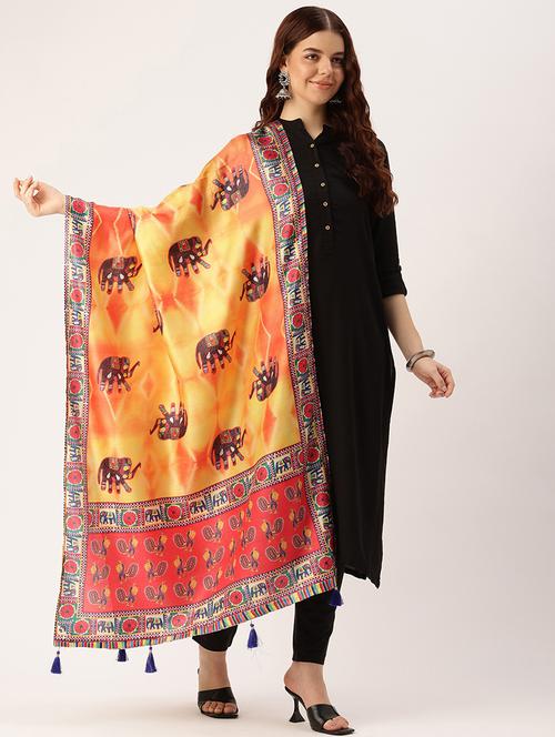 women yellow self design dupatta - 21672885 - Very Small Image - 1