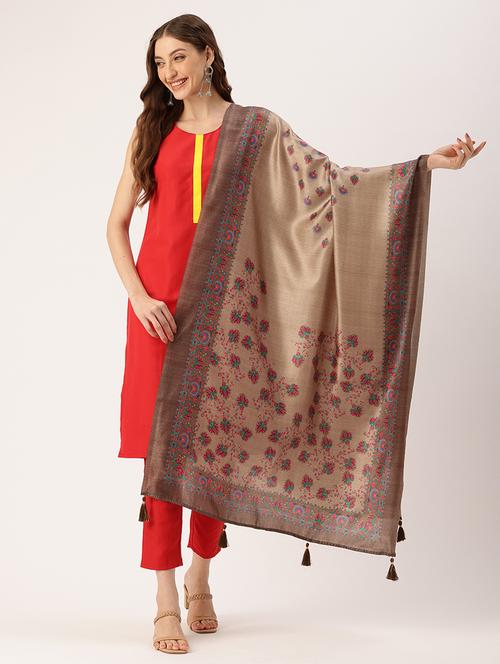 women beige self design dupatta - 21672887 - Very Small Image - 1