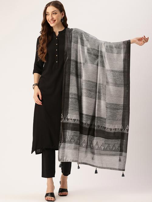 women grey self design dupatta - 21672891 - Very Small Image - 1