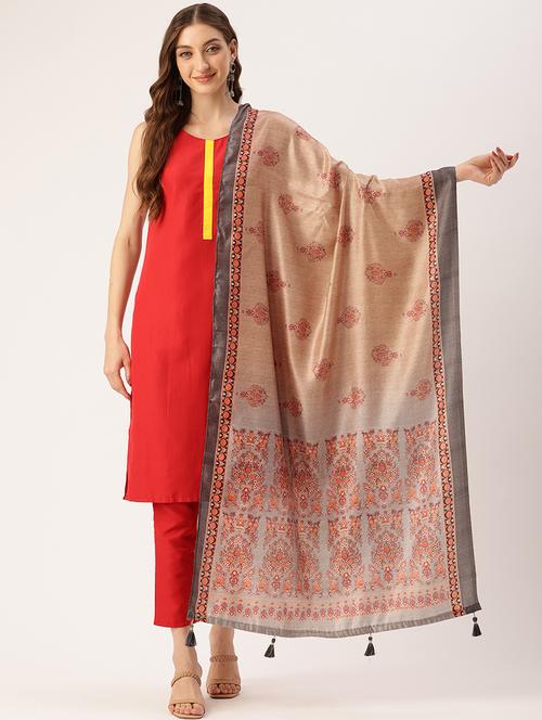 women beige self design dupatta - 21672898 - Very Small Image - 1