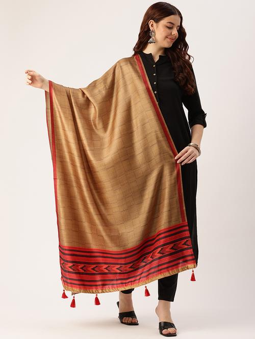 women beige self design dupatta - 21672899 - Very Small Image - 1