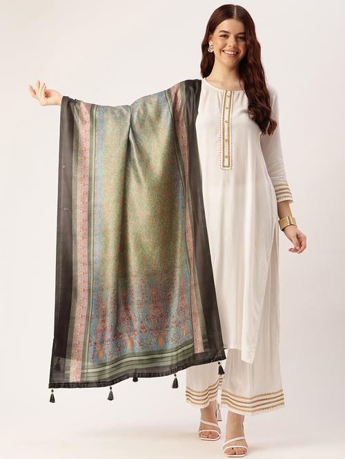 women green self design dupatta - 21672901 - Very Small Image - 1