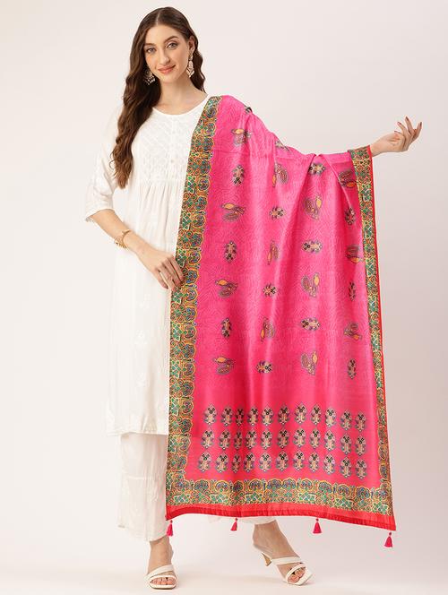 women pink self design dupatta - 21672909 - Very Small Image - 1