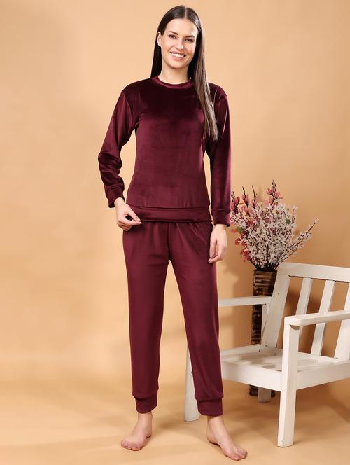women solid winter wear nightwear pyjama set - 21672917 - Very Small Image - 1
