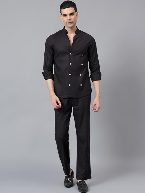 men solid shirt & trouser co-ord set - 21672947 - Very Small Image - 1
