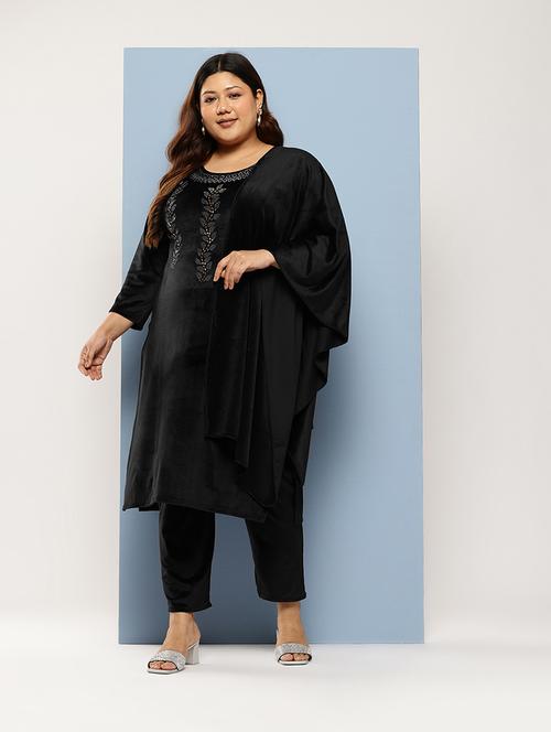 women plus size round neck kurta pant set with dupatta - 21673046 - Very Small Image - 1