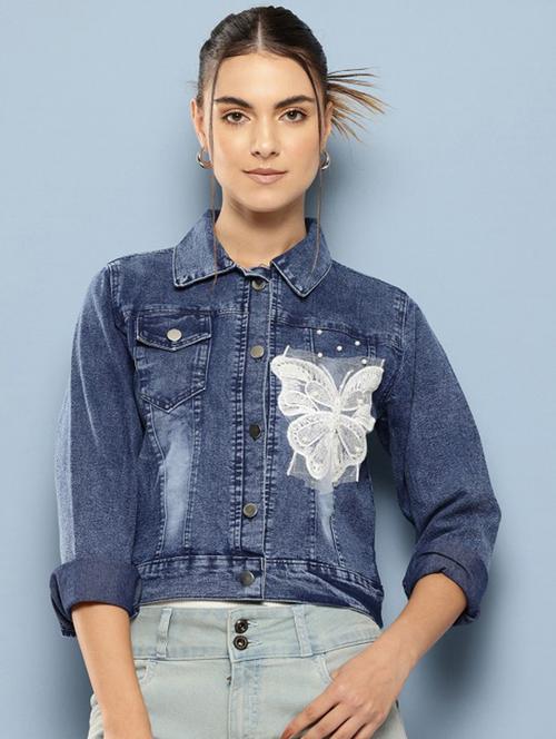 women collared long sleeves denim jacket - 21673091 - Very Small Image - 1