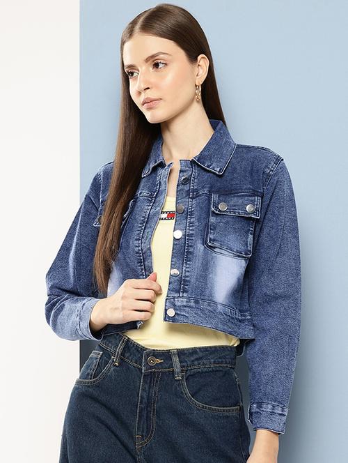 women collared long sleeves denim jacket - 21673102 - Very Small Image - 1
