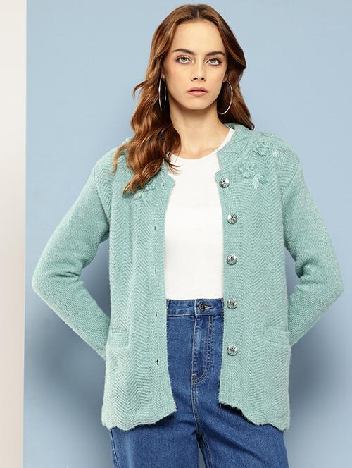 women self designed long sleeves cardigan - 21673183 - Very Small Image - 1