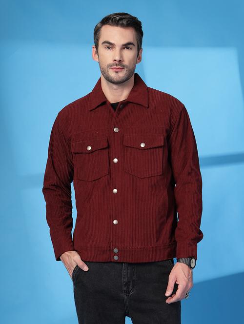 men solid collared long sleeves casual jacket - 21673682 - Very Small Image - 1