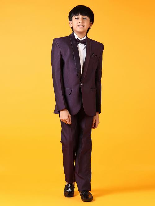 Boys Solid Three Piece Party Wear Suit Set - 21673947 - Very Small Image - 1