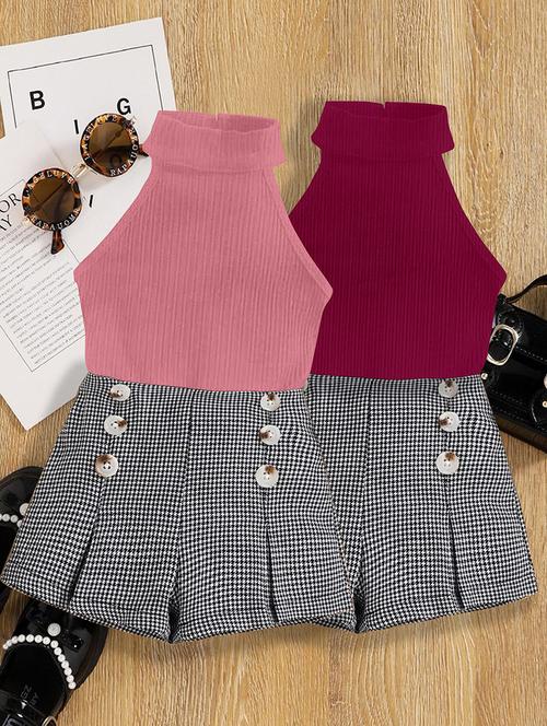 girls pack of 2 halter neck shorts & top set - 21674134 - Very Small Image - 1