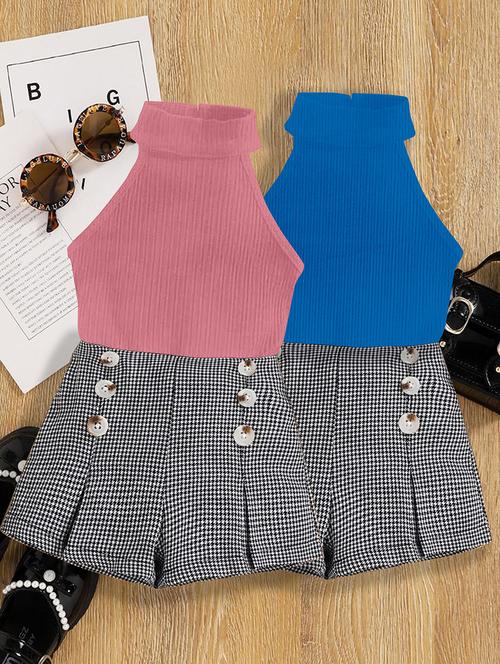 girls pack of 2 halter neck shorts & top set - 21674141 - Very Small Image - 1